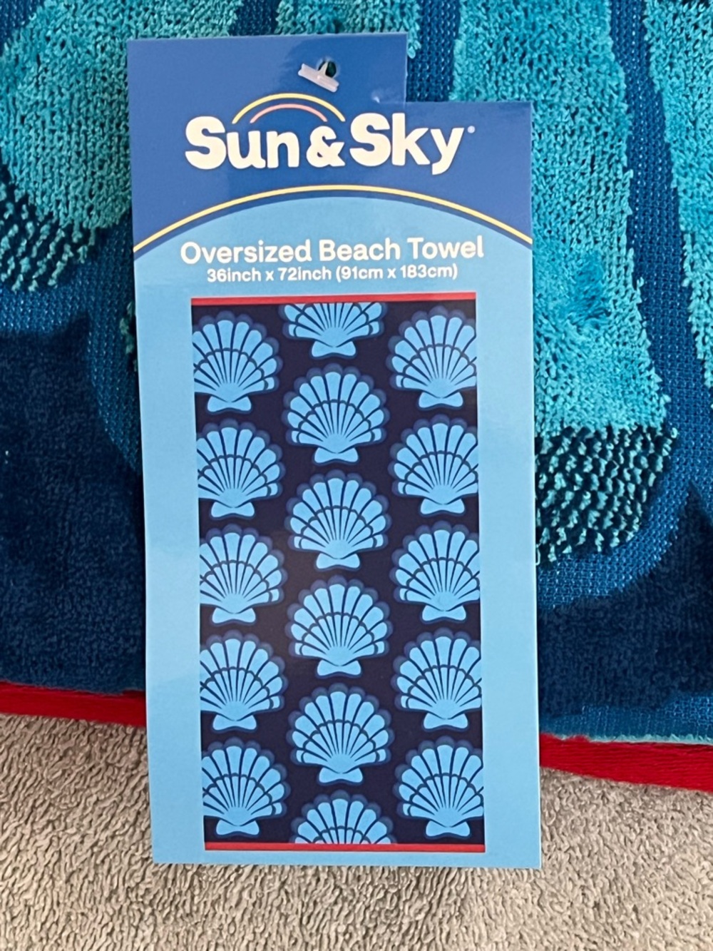 Sun & Sky Blue Seashell Beach Towel